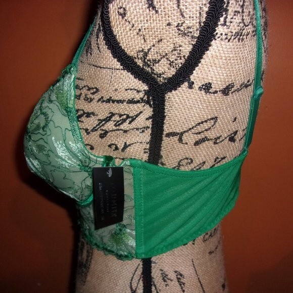 Youmita Green Floral Longline Plunge 34B Bra NWT - Picture 8 of 9